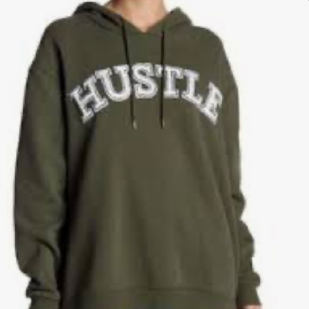 Free People Olive Green HUSTLE Hoodie Sweater